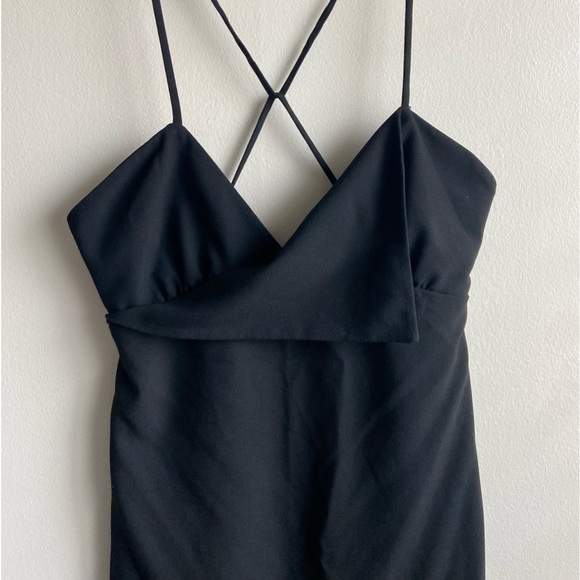 Zara black strappy asymmetrical mini dress size S blogger choice - Picture 8 of 16